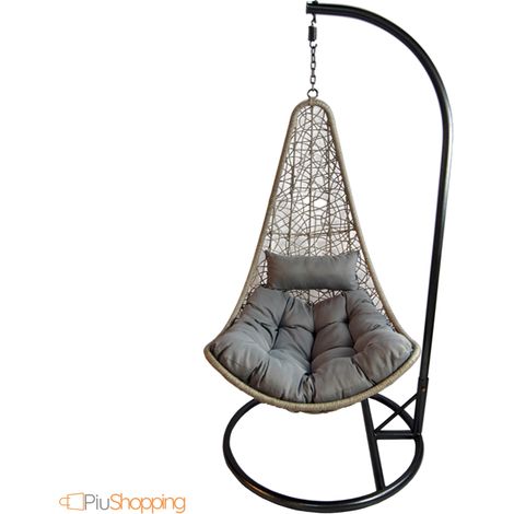 Poltrona Sospesa Dondolo Sedia da Giardino Esterno con Cuscini - Grigio 95x195 (1/5)