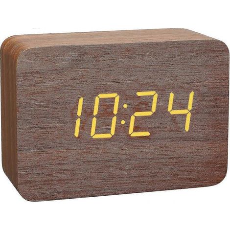 Petit réveil numérique en bois, style grain tendance, à intensité variable, idéal pour une table de chevet. (1/5)
