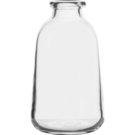 Vase Bouteille de Lait en Verre pour Fleurs séchées ou artificielles et Verdure, 17 x 17 x 24 cm, Transparent (1/5)