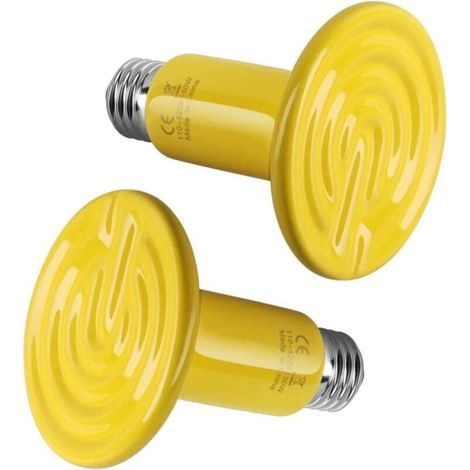BUNTHAUS Ampoule chauffante en céramique pour reptiles, sans lumière, chauffage pour terrarium, amphibien, serpent, tortue, incubation de poulet, 150 W, lot de 2, jaune