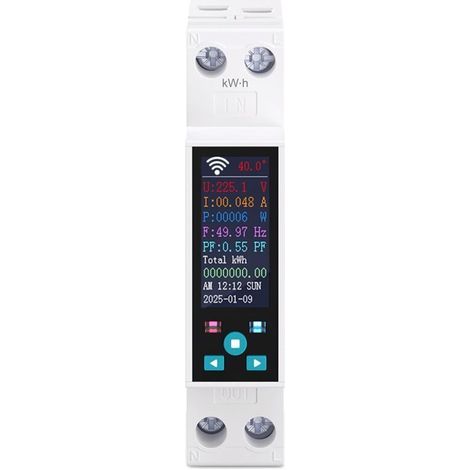 Compteur Électrique wifi Commutateur Rail Din, 1P+N/ 150a/ 230vac Connecteur wifi Compteur d'énergie Smart Meter Switch Timer, Compatible Alexa, Consommation des compteurs d'énergie (1/5)