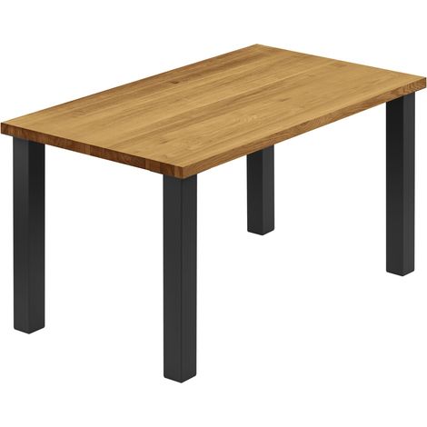 LAMO Manufaktur Esstisch Küchentisch, 140x60x76 cm (AxBxH), Classic, Rustikal / Schwarz, LNG-01-A-003-9005Cl