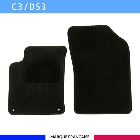 Tapis de sol voiture - Sur mesure pour  Citroen / Ds C3 / DS3 (11/2009-07/2019) - Antidérapant - Tapis de sol avant 2 pièces