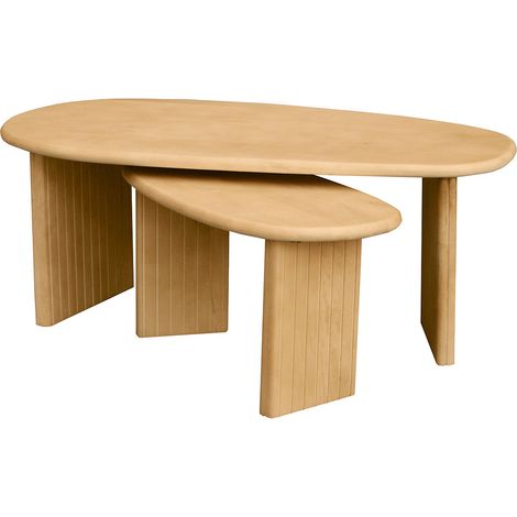 Tables basses gigognes bois clair manguier massif (lot de 2) MARBELLA (1/3)