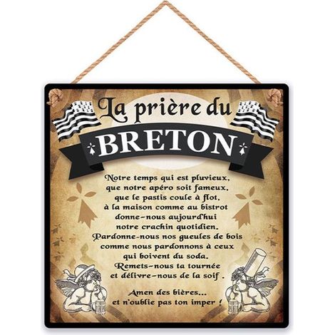 Plaque décorative - La prière du Breton - Métal - A suspendre - Bretagne (1/2)