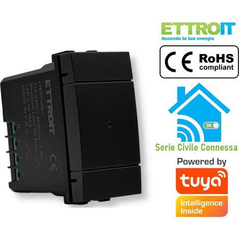 ETTROIT Deviatore smart Wifi Connesso app Tuya compatibile con Living Light colore nero - LNWF0801