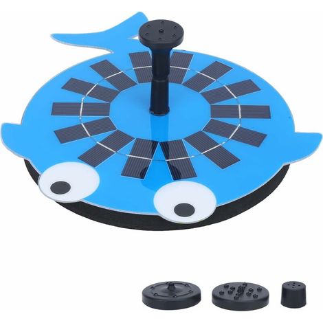 Fontaine solaire pour bain d'oiseaux, pompe solaire étanche IP68 facile à utiliser avec 6 buses différentes pour petits aquariums et bassins.