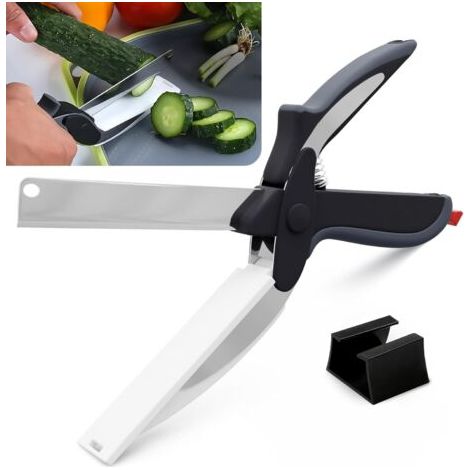 Ciseaux de cuisine pour aliments – Ciseaux et couteau 2 en 1 avec mécanisme de verrouillage et lames en acier inoxydable – pour hacher et trancher sans effort (1/5)
