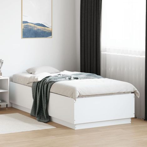 Lit simple,Lit adulte,Cadre de lit blanc 100x200 cm bois d'ingénierie CFW52636 CFW633285 (1/5)