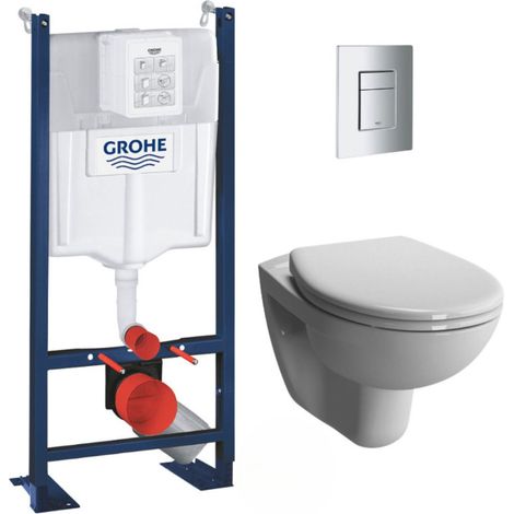 Pack WC Bâti Autoportant Rapid SL + WC sans bride Vitra Normus + Abattant softclose + Plaque chrome