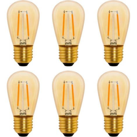 Bombilla LED de filamento S14 Vintage E27, 1W ámbar, reemplazo Edison para bombillas incandescentes de 10W, no regulable, blanco cálido 2200K, CA 220V, paquete de 6