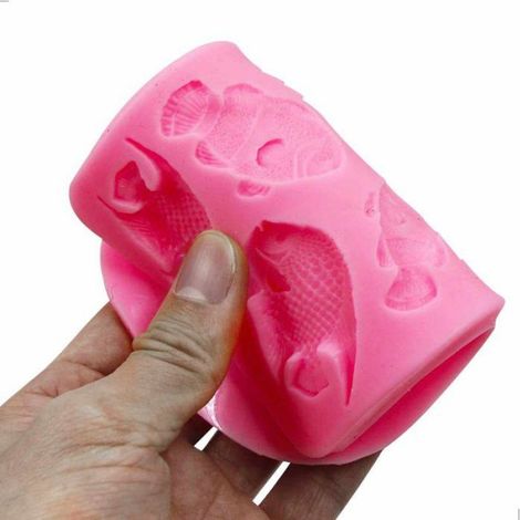 Moule Fondant - Silicone Alimentaire Marine Animaux Corail Coquillage Poisson - Pour Biscuits Bonbons Décoration Gâteaux - 2 Pièces (1/4)