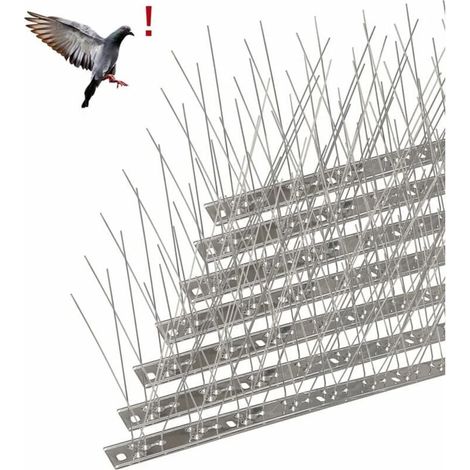Pic Anti-Pigeon en Acier Inoxydable 6.6 Mètres, Pack de 20 Pique Anti-Oiseaux pour Effrayer Corbeaux, Moineaux, Chats, Respectueux des Animaux-- (1/5)