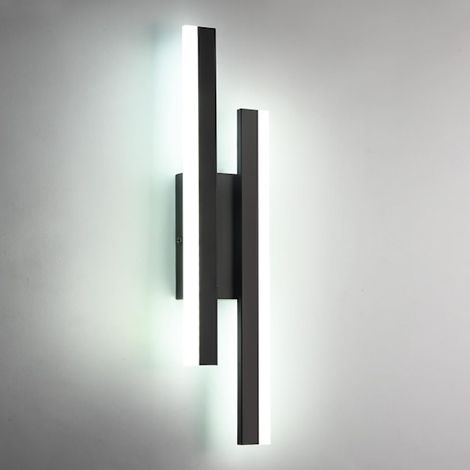 Moderne LED-Wandleuchte, 16W LED-Wandleuchte, lange und kreative parallele Wandleuchte, drei Farbtemperaturen erhältlich: 3000K/4000K/6000K, schwarz, 50cm. (1/5)