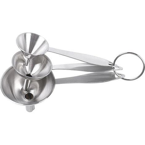 Set di 3 imbuti in acciaio inox, imbuto per olio da cucina, colino a manico lungo (1/4)