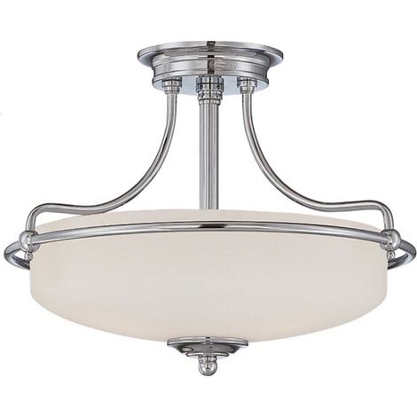 Elstead Griffin - Plafonnier semi-affleurant à 3 ampoules, chrome poli, E27 (1/4)