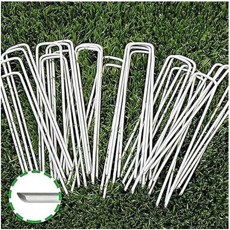 Lot de 50 piquets de fixation en acier, 150 mm de long et diamètre 3 mm, pour toiles de paillage, jardinage, grillages et filets de jardin (1/5)