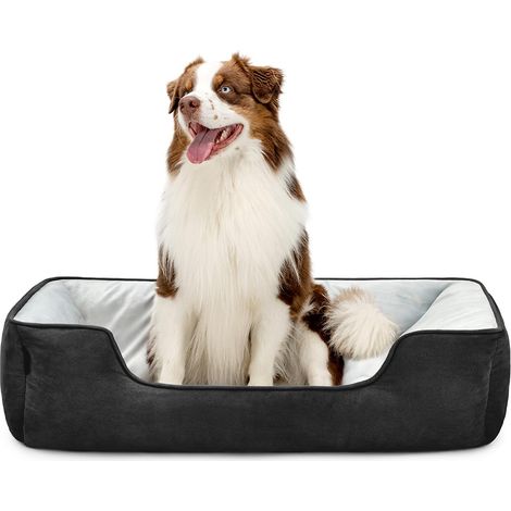 Panier Chien 2-en-1, Aspect Daim, 110 x 80 cm, Noir/Gris (1/5)