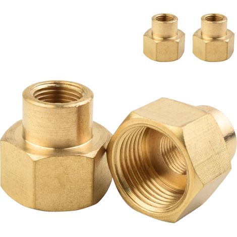 4 Pièces Manchon Réducteur Hexagonal Femelle-Femelle 1/8" vers 3/8" BSP, Laiton Massif Paroi Épaissie, Adaptateur pour Transition de Diamètre en Plomberie (1/5)