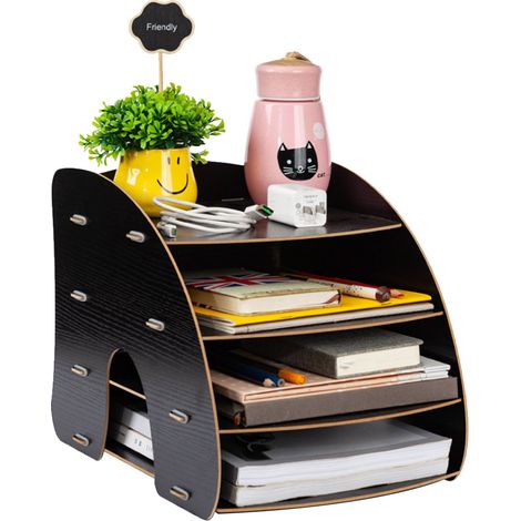 Gebogener, mehrstufiger Zeitschriften- und Bücherständer im A4-Format, Organizer, Aufbewahrungsbox für Büro und Zuhause, Nr. 2 (1/5)