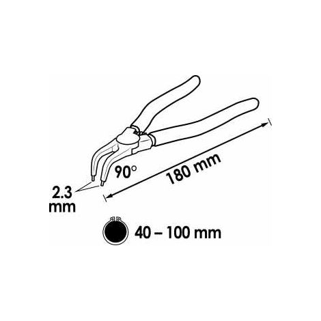 VIGOR Zange für Sicherungsringe V2791 Gesamtlänge: 180 mm (1/4)