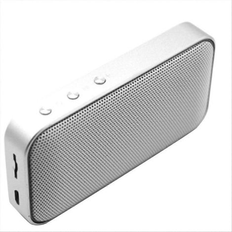 Enceinte portable Bluetooth 5.1 sans fil avec caisson de basses, œillet pour dragonne, métal, son actif sans fil, blanche (1/5)
