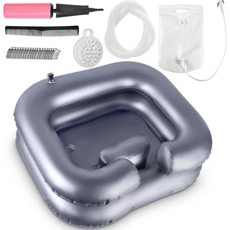 Lavabo gonflable pour cheveux, douche de chevet portable, bac à shampooing gonflable pour chevet, laver les cheveux au lit, pour blessés, personnes âgées, lits, handicapés, facile à nettoyer (1/5)