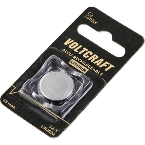Voltcraft – Pile bouton rechargeable LIR2032 lithium 45 mAh 3.6 V – Jusqu'à 400 cycles de charge – Pour appareils électroniques courants (1/5)