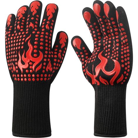 Gants de Barbecue Anti-brûlure résistants aux Hautes températures, Gants ignifuges pour Griller Le Barbecue, Gants de Cuisine sans Danger (1/4)