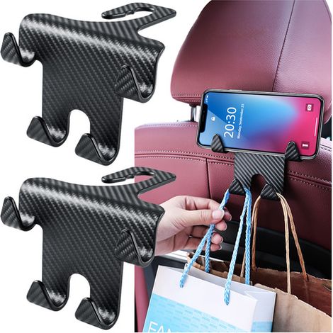 Crochet de suspension double 4 en 1 pour siège auto, appuie-tête, organisateur de voiture Alogy, lot de 2, noir (1/5)