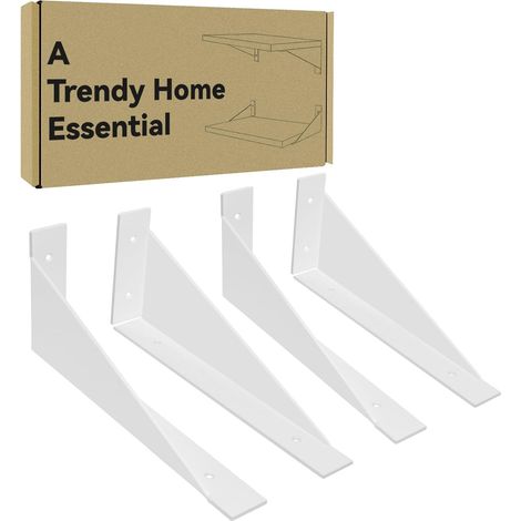 Equerre etagere murale blanche 30cm 2 paires, support etagere robuste, supports d'étagère en métal pour le rangement cuisine chambre et du salon (1/5)