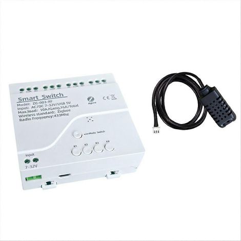 Interrupteur intelligent Tuya WiFi à 4 canaux avec capteur de température et d'humidité, contact sec passif pour B (1/5)