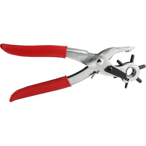 Pince perforée en acier au carbone avec tête rotative, poinçon multi tailles pour ceinture, outil de poinçonnage rotatif avec prise en main confortable (1/5)