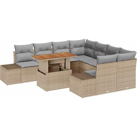 Maison Exclusive - Gartensofa-set 9 Stk. Beige und Grau (1/5)