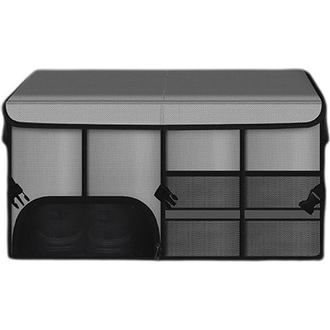 Organisateur de coffre de voiture avec couvercle, organisateur de rangement Boîte de rangement portable en tissu Oxford, organisateur (1/5)
