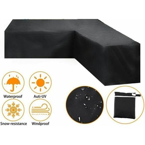 Debuns – Housse de protection pour canapé d'angle – Imperméable 210D avec revêtement PVC – Dimensions 286 x 286 x 82 cm – Résistante aux UV et coupe-vent (1/4)