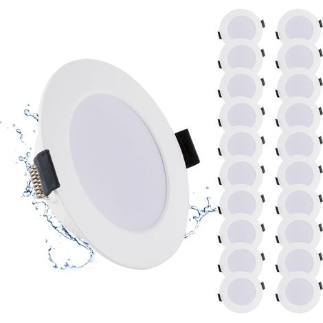 Lot de 10 Spots LED Encastrables, 5W, Noir, Spot Salle de Bain, IP44, Ultramince 25 mm, Blanc Neutre 4000k, Trous Ø75-90mm, Spot LED Extérieur Rond, AC 220V-240V, pour Cuisine Salon Chambre (1/5)