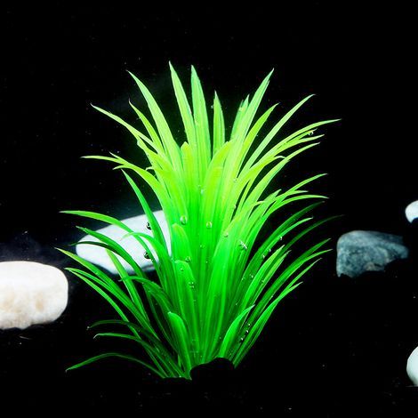 (A) Plante artificielle pour aquarium (11 x 2 x 3 cm) - Décoration pour aquarium - Plante en plastique sur socle (1/3)