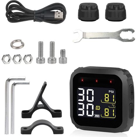 (Navigation/DVD amélioré) Écran LCD sans fil M3 Moto externe étanche, capteurs pour moto et véhicule, système de surveillance de la pression des pneus, testeur de pneus, accessoires (1/5)