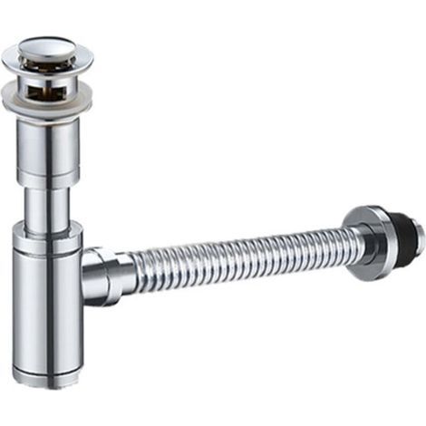 Siphon universel pour évier avec bonde et bonde de salle de bain complète pour évier Argent 1/4 x 30 mm Siphon escamotable, siphon de vidange (1/5)