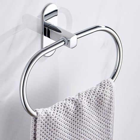 Porte-serviettes, porte-serviettes rond, porte-serviettes de salle de bain en acier inoxydable, porte-serviettes autocollant-MCJ (1/4)