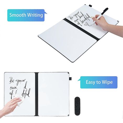 Tableau blanc portable double face effaçable à sec A5 avec marqueur et effaceur en mousse pour les élèves (1/4)