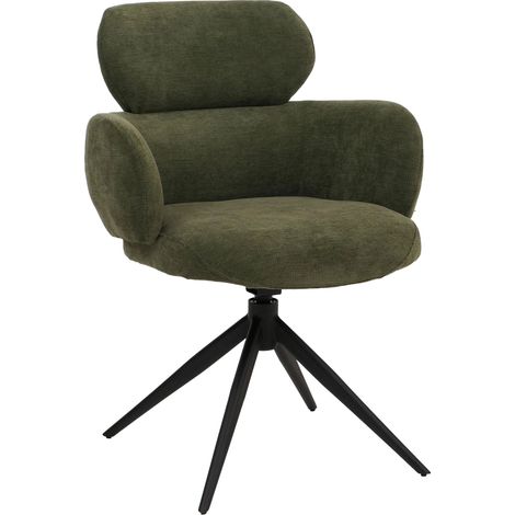 Chaise de salle à manger design contemporain pivotante avec fonction Auto-Return en tissu chenille olive 040009366 (1/5)