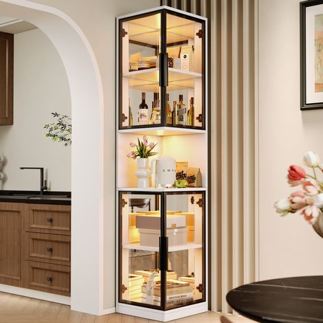 Mueble vitrina con puertas de cristal LED 205 cm HAVRYA (1/5)