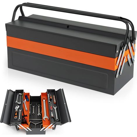 COSTWAY Caja de Herramientas Plegable de 5 Bandejas, Organizador de Herramientas de Metal con Mango Conveniente, Caja de Herramientas de 3 Niveles para el Taller, Casa y Garaje (1/5)