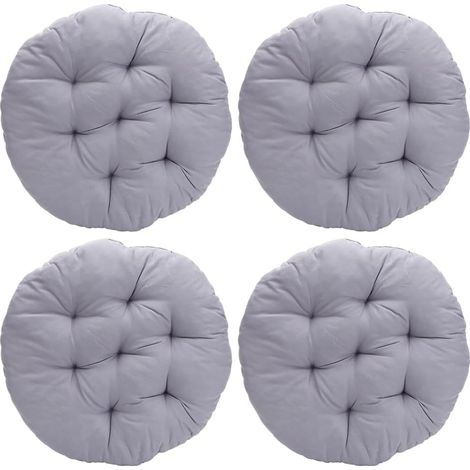 Set of 4 Comfortable Chair Cushions, 40 x 40 x 3 cm Round Floor Cushions, Indoor and Outdoor Chair Cushions, for Dining Room, Living Room, Study (Light Grey) (1/5)