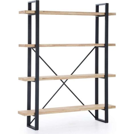 Estantería alta Plank acabado roble nordish/negro, 180cm(alto) 150cm(ancho) 35cm(largo). (1/3)