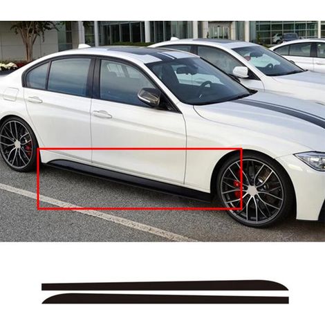 (Noir uni) 2 autocollants de bas de caisse noirs/fibre de carbone pour BMW E90 E92 E93 F20 F21 F30 F31 F32 F33 F34 (1/3)