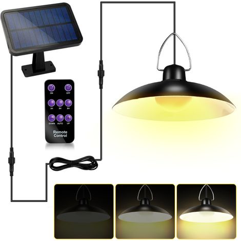 SWANEW Lampada solare da esterno. lampadario solare a doppia testa IP65 impermeabile con telecomando per giardino 1 cavo testa 3 m Bianco caldo (1/5)