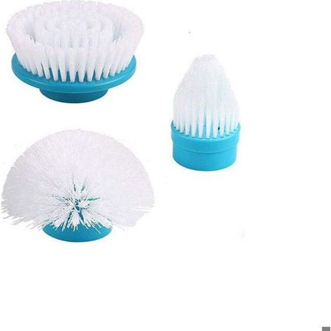 3 têtes brosse rechange pour Hurricane Spin Scrubber - Nosheir - Plat/dôme/coin, adaptateur inclus (1/4)